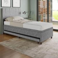 Base Box Solteiro Com Cama Auxiliar C/colchão Conjugado Veludo - Skybox Cor Cinza - 6