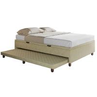 Base Cama Baú Casal Com Cama Auxiliar C/colchão Conjugado Veludo - Skybox Cor Bege - 3