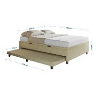 Base Cama Baú Casal Com Cama Auxiliar C/colchão Conjugado Veludo - Skybox Cor Bege - 5
