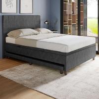 Base Cama Baú Casal Com Cama Auxiliar C/colchão Conjugado Veludo - Skybox Cor Preto - 5