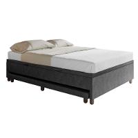 Base Cama Baú Casal Com Cama Auxiliar C/colchão Conjugado Veludo - Skybox Cor Preto - 6