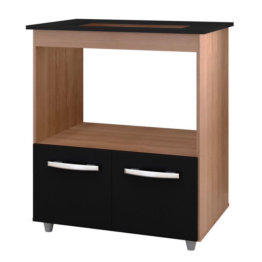 Balcão Para Cooktop 5 Bocas Com 2 Portas Elisa Savana/preto - Moblis - 1