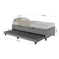 Base Cama Baú Solteiro Com Cama Auxiliar C/colchão Conjugado Corino - Skybox Cor Cinza - 5