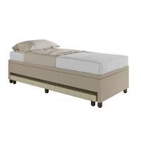 Base Box Solteiro Com Cama Auxiliar Com Colchão Conjugado Linho - Skybox Cor Bege - 2