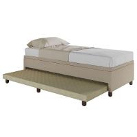Base Box Solteiro Com Cama Auxiliar Com Colchão Conjugado Linho - Skybox Cor Bege - 5