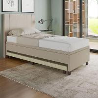 Base Box Solteiro Com Cama Auxiliar Com Colchão Conjugado Linho - Skybox Cor Bege - 7