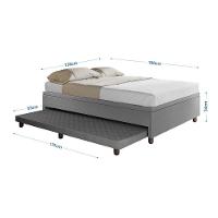 Base Box Casal Com Cama Auxiliar Com Colchão Conjugado Corino - Skybox Cor Cinza - 5