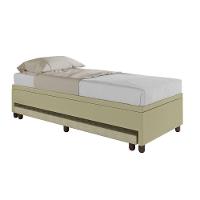 Base Box Solteiro Com Cama Auxiliar C/colchão Conjugado Corino - Skybox Cor Bege - 3