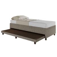 Base Box Solteiro Com Cama Auxiliar Com Colchão Conjugado Linho - Skybox Cor Marrom - 5