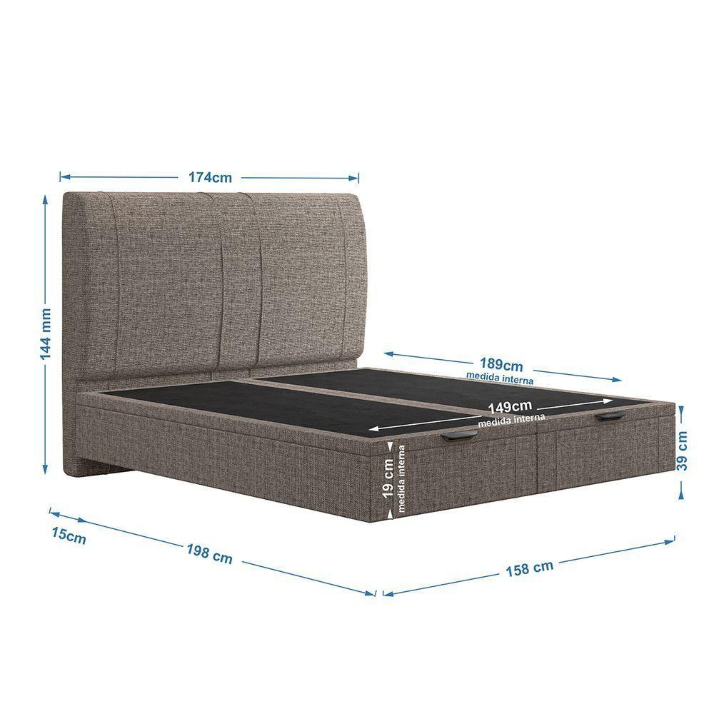 Cama Flutuante Baú Space Queen Linho - Skybox Cor Marrom - 2