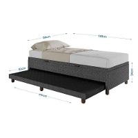 Base Cama Baú Solteiro Com Cama Auxiliar C/colchão Conjugado Linho - Skybox Cor Preto - 5