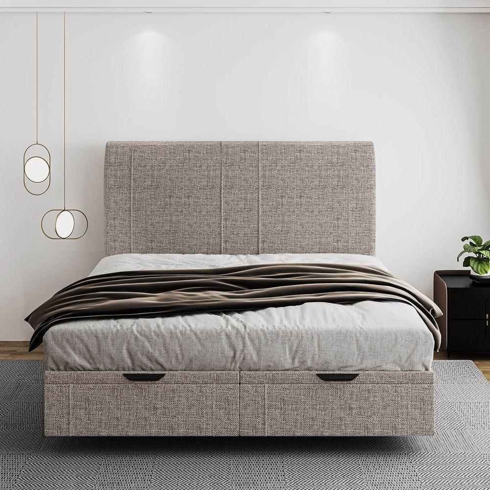 Cama Flutuante Baú Space King Linho - Skybox Cor Marrom - 5