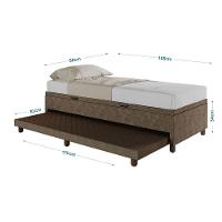 Base Cama Baú Solteiro Com Cama Auxiliar C/colchão Conjugado Veludo - Skybox Cor Marrom - 5