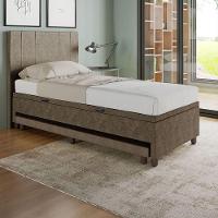 Base Cama Baú Solteiro Com Cama Auxiliar C/colchão Conjugado Veludo - Skybox Cor Marrom - 6