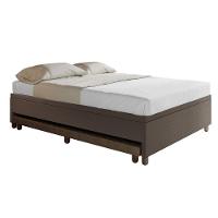 Base Box Casal Com Cama Auxiliar Com Colchão Conjugado Corino - Skybox Cor Marrom - 3
