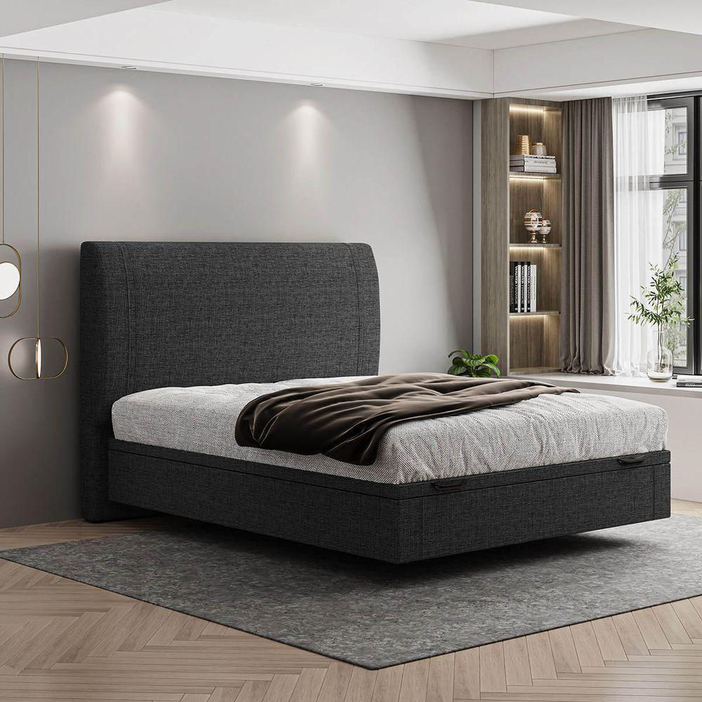 Cama Flutuante Baú Space Casal Linho - Skybox Cor Preto - 5