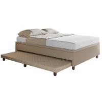 Base Box Casal Com Cama Auxiliar Com Colchão Conjugado Linho - Skybox Cor Bege - 3