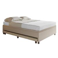 Base Box Casal Com Cama Auxiliar Com Colchão Conjugado Linho - Skybox Cor Bege