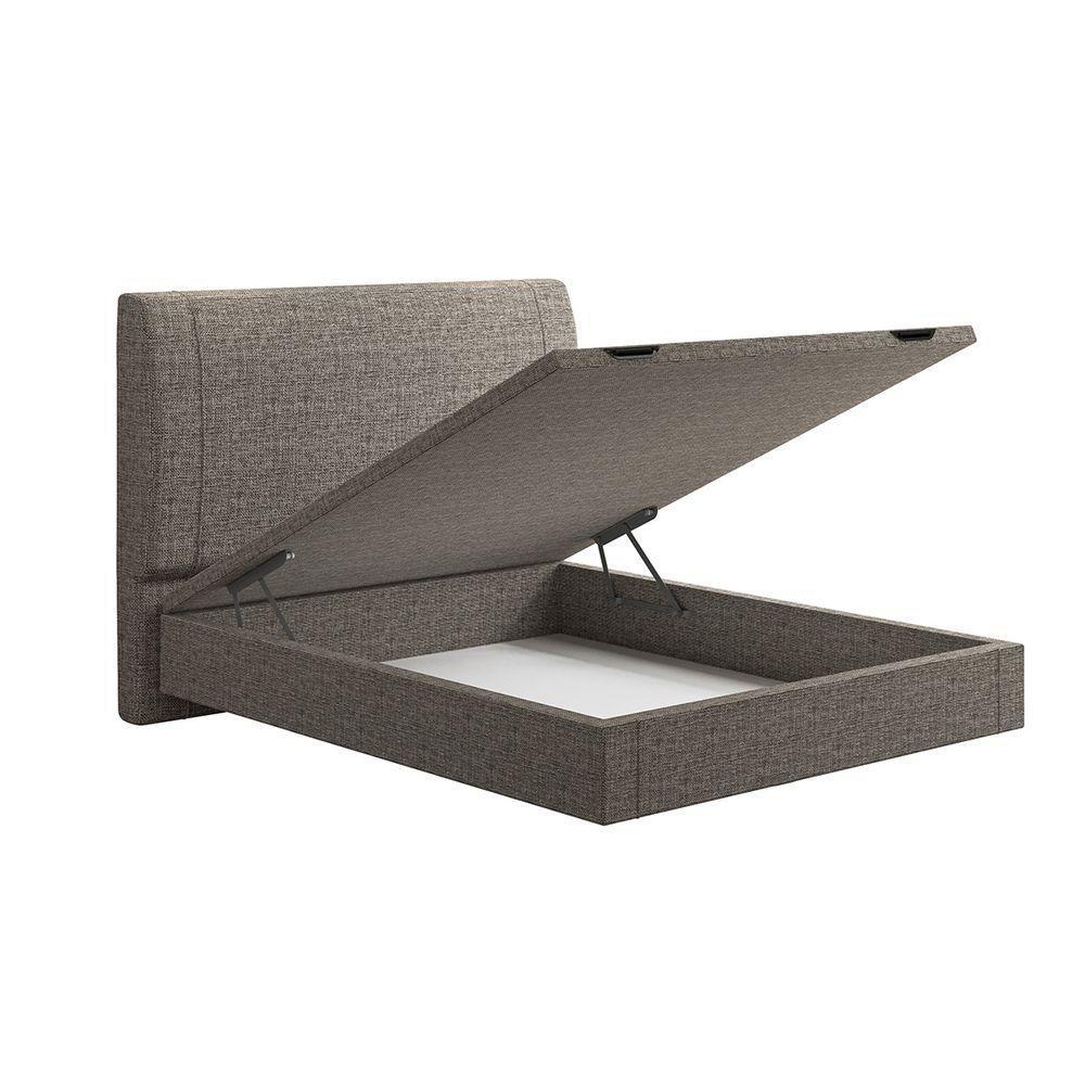 Cama Flutuante Baú Space Casal Linho - Skybox Cor Marrom - 4