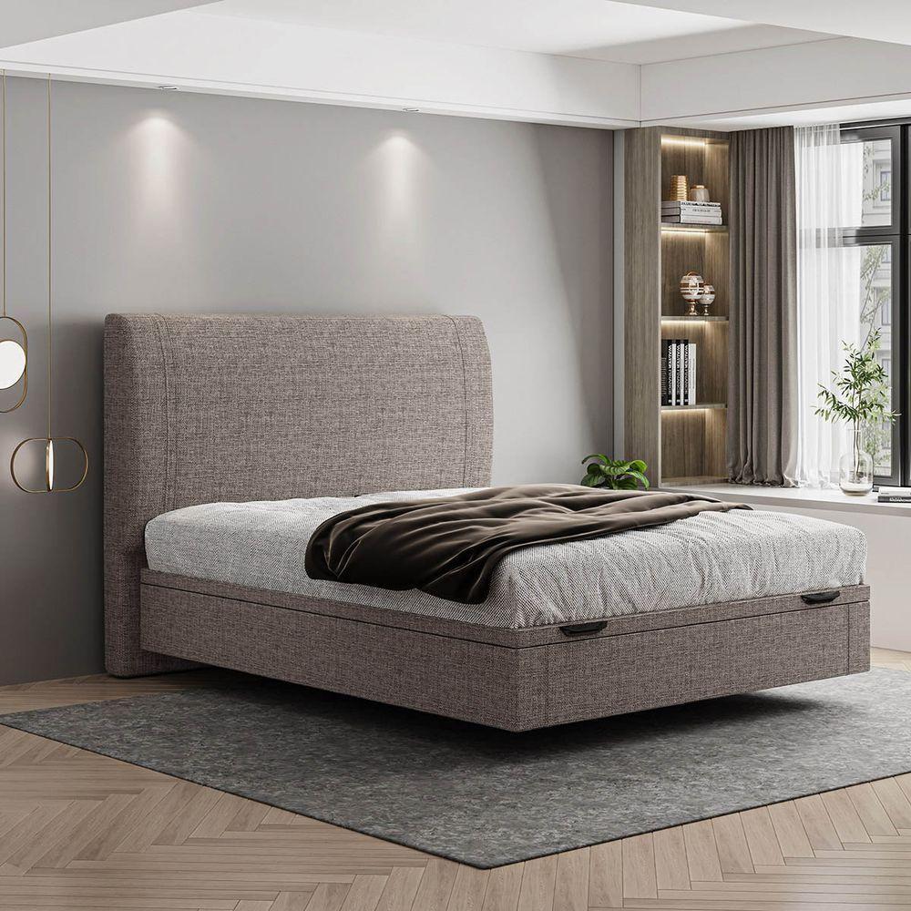 Cama Flutuante Baú Space Casal Linho - Skybox Cor Marrom - 6