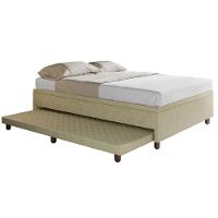 Base Box Casal Com Cama Auxiliar Com Colchão Conjugado Veludo - Skybox Cor Bege - 3