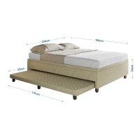 Base Box Casal Com Cama Auxiliar Com Colchão Conjugado Veludo - Skybox Cor Bege - 5