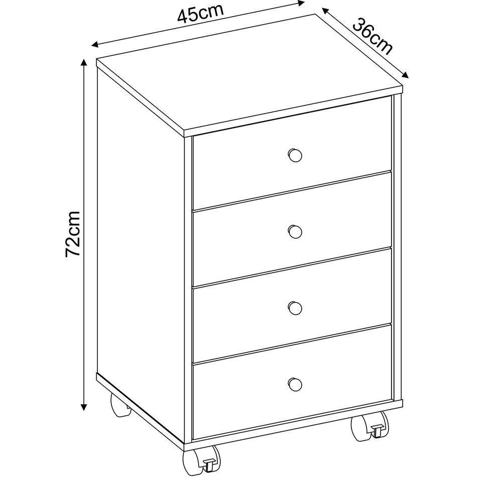 Gaveteiro Com 4 Gavetas Office Presence Amendola/grafito - Demóbile - 6
