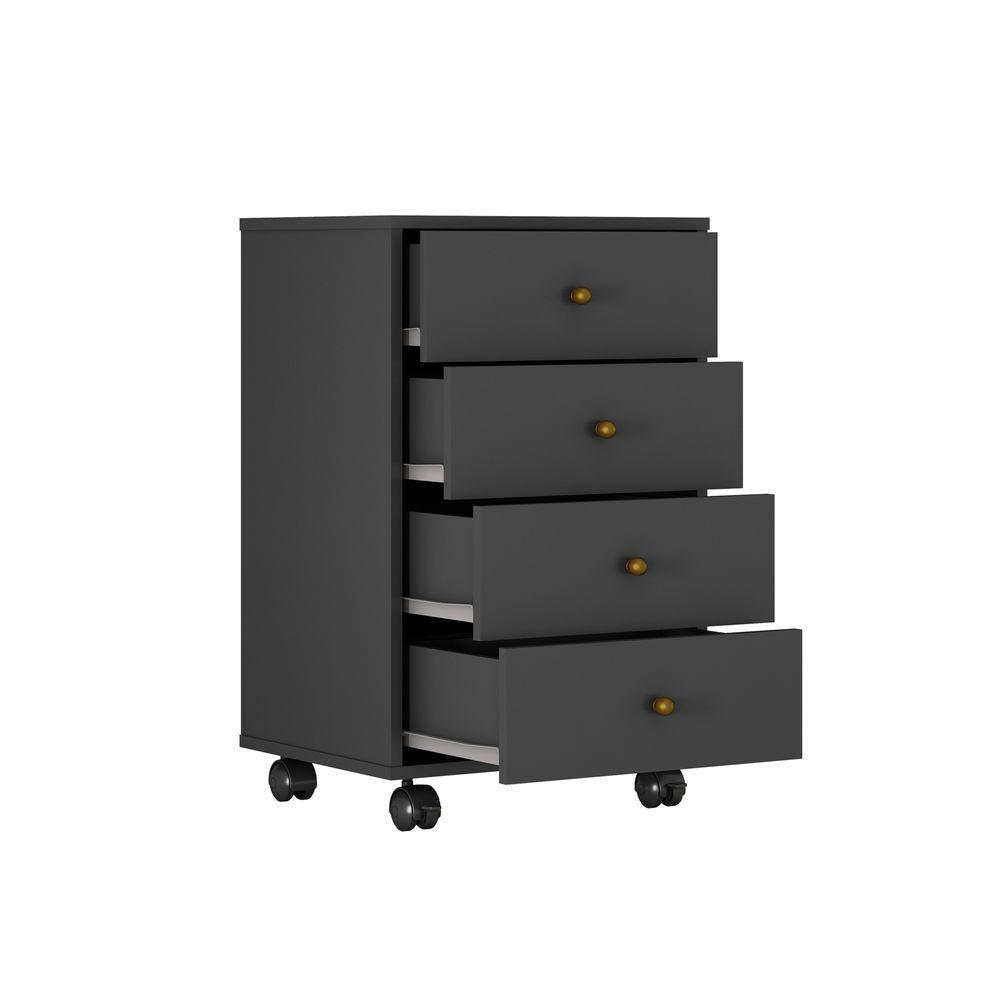 Gaveteiro Com 4 Gavetas Office Presence Amendola/grafito - Demóbile - 7