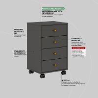 Gaveteiro Com 4 Gavetas Office Presence Amendola/grafito - Demóbile - 2