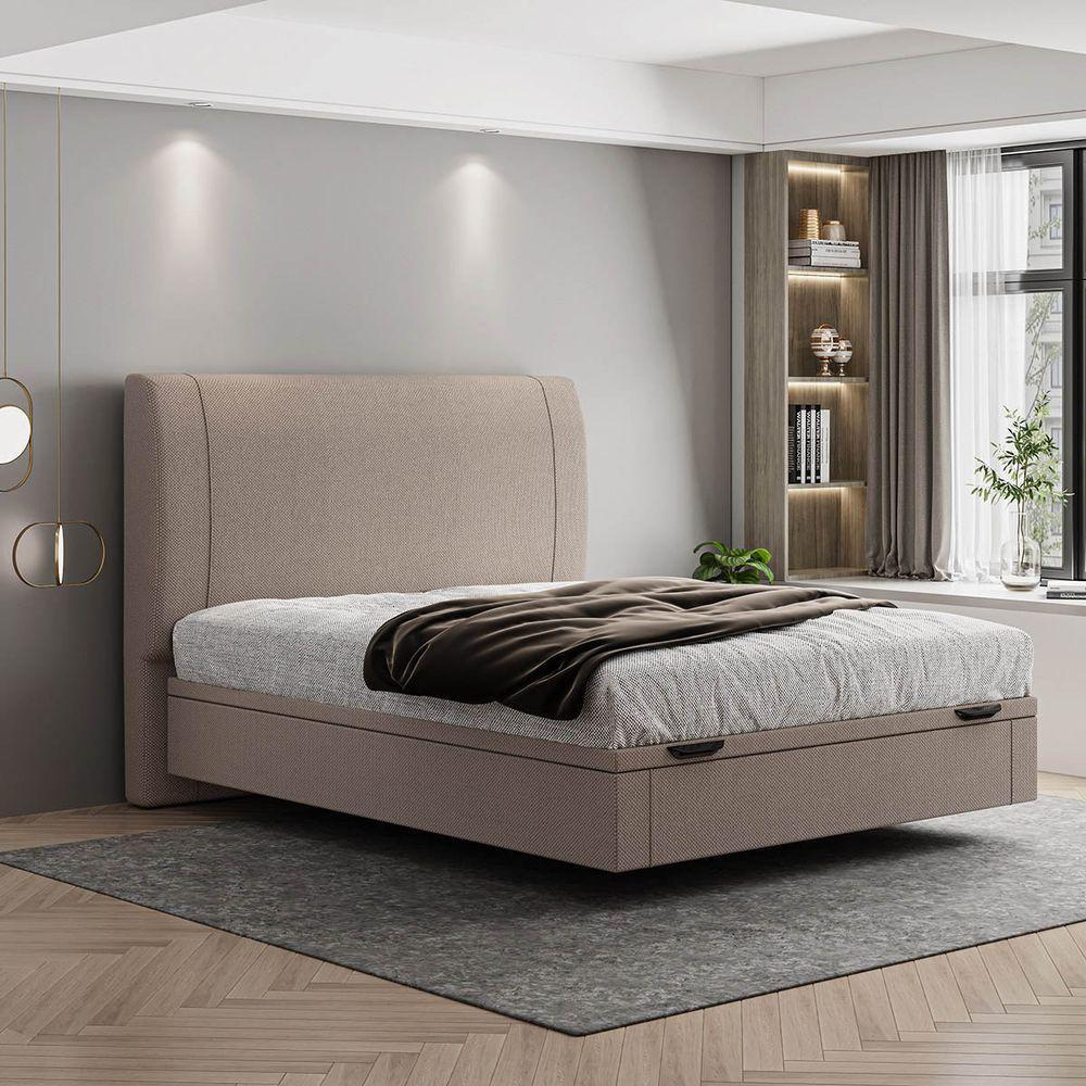 Cama Flutuante Baú Space Casal Linho - Skybox Cor Bege - 5