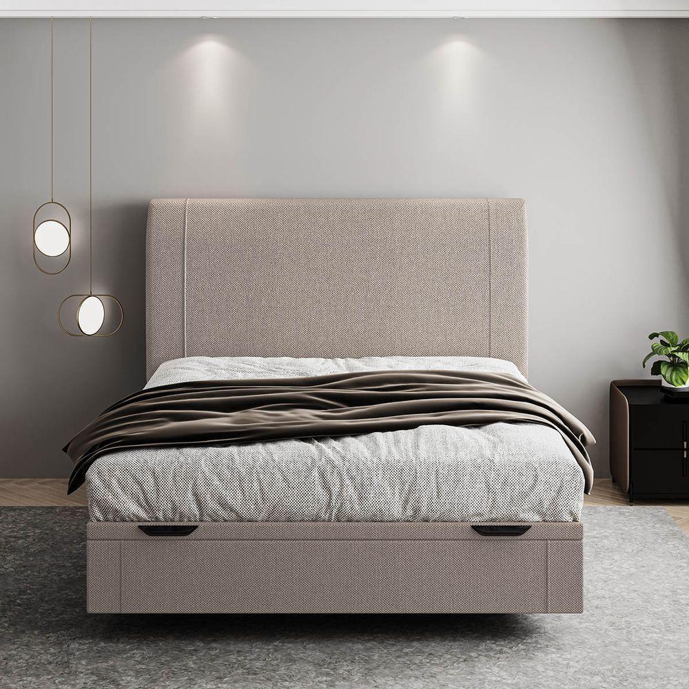 Cama Flutuante Baú Space Casal Linho - Skybox Cor Bege - 7