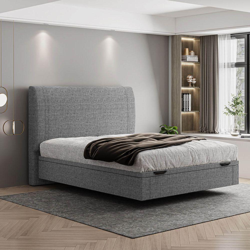 Cama Flutuante Baú Space Casal Linho - Skybox Cor Cinza - 6