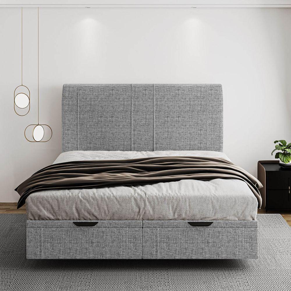 Cama Flutuante Baú Space King Linho - Skybox Cor Cinza - 3