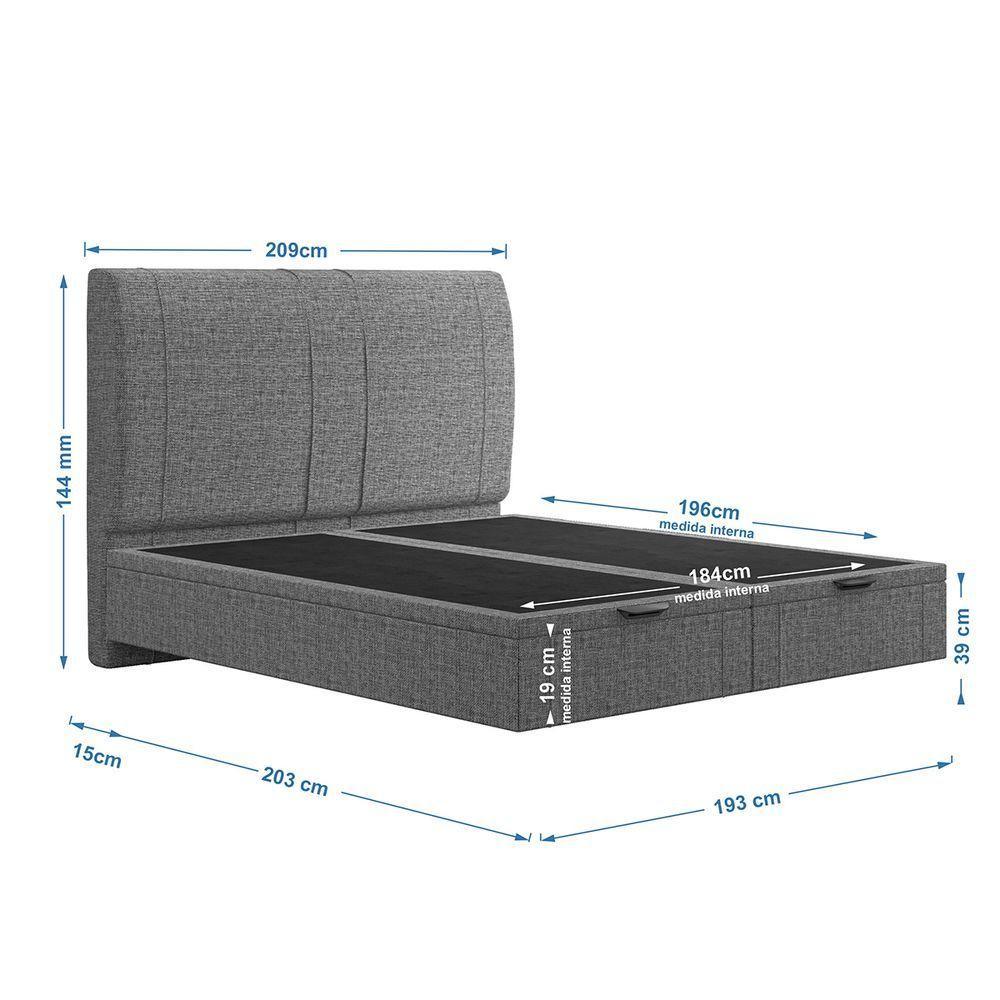 Cama Flutuante Baú Space King Linho - Skybox Cor Cinza - 5