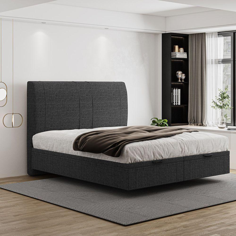 Cama Flutuante Baú Space King Linho - Skybox Cor Preto - 2