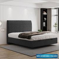 Cama Flutuante Baú Space King Linho - Skybox Cor Preto - 1