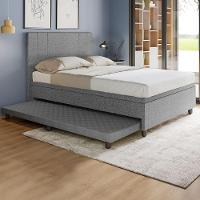 Base Box Casal Com Cama Auxiliar Com Colchão Conjugado Linho - Skybox Cor Cinza - 1