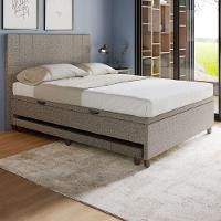 Base Cama Baú Casal Com Cama Auxiliar C/colchão Conjugado Linho - Skybox Cor Marrom - 6