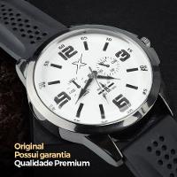 Relogio Masculino Aço Inox Preto Qualidade Premium + Caixa Preto Presente Analogico Ponteiro Casual - 2
