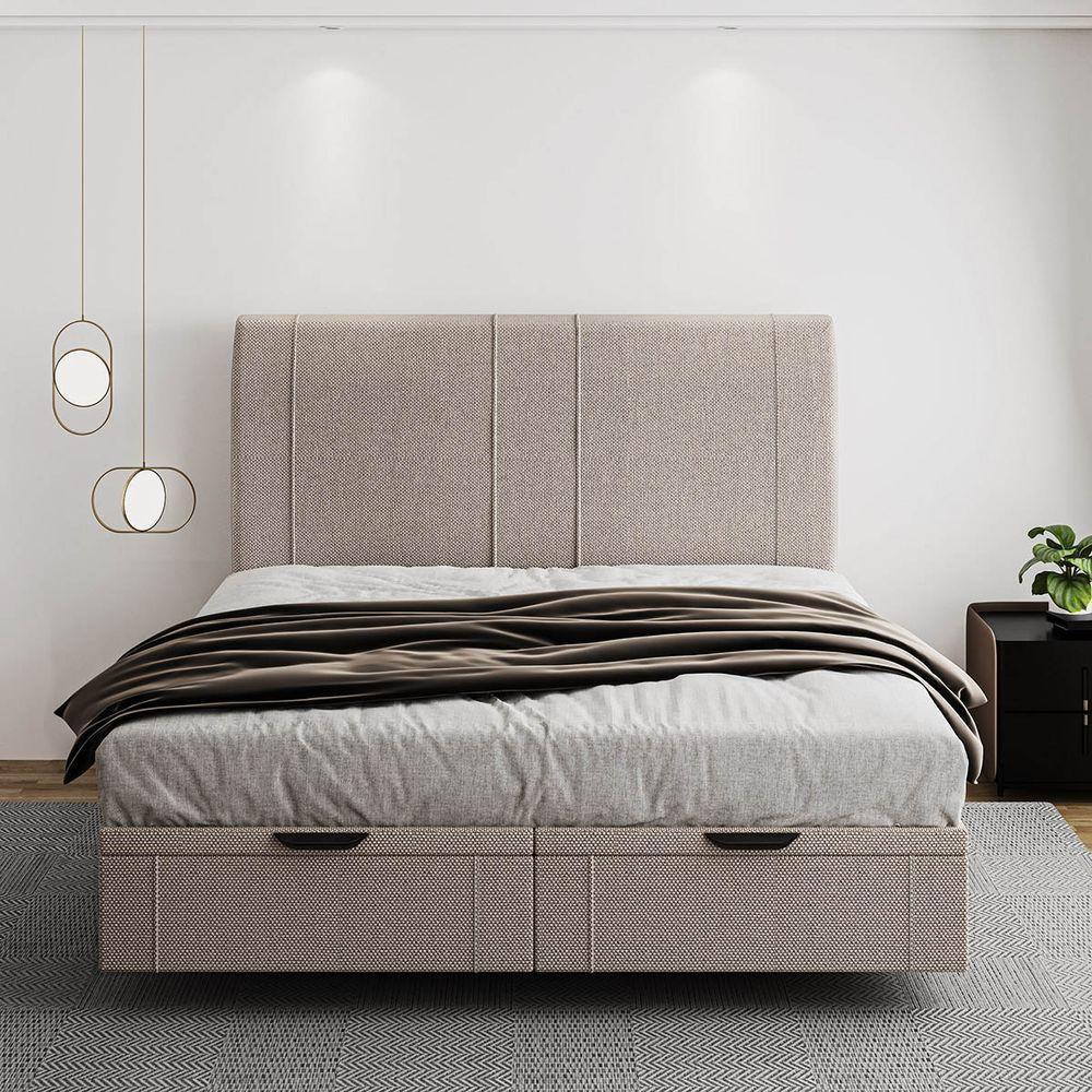 Cama Flutuante Baú Space King Linho - Skybox Cor Bege - 2