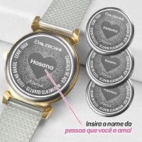 Relogio Feminino Silicone Dourado Banhado Inox Aço + Caixa Moda Presente Personalize Social Casual - 6