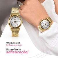 Relogio Feminino Silicone Dourado Banhado Inox Aço + Caixa Moda Presente Personalize Social Casual - 8