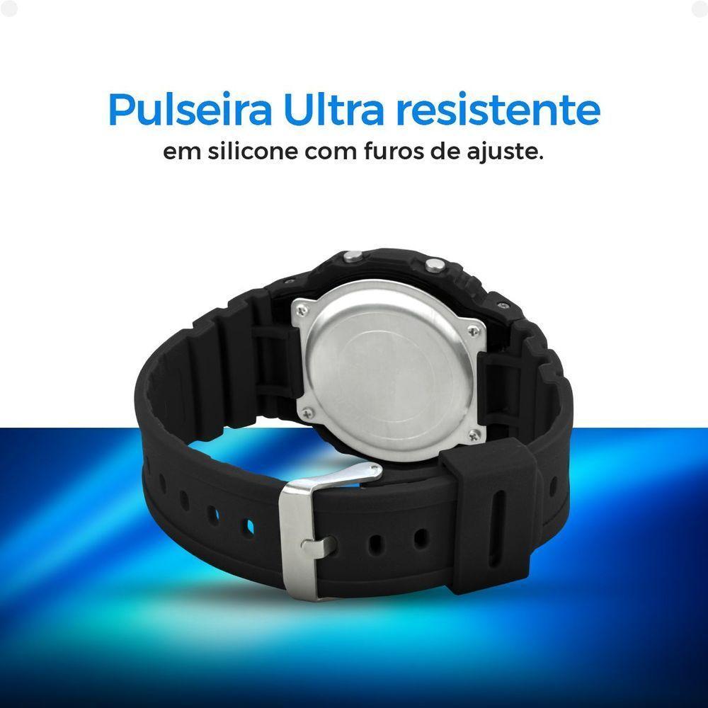 Relogio Criança Silicone Digital Infantil Menino + Caixa Qualidade Premium Preto Cronometro Data - 2
