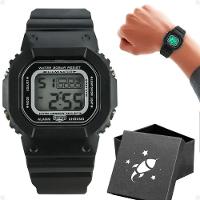 Relogio Criança Silicone Digital Infantil Menino + Caixa Qualidade Premium Preto Cronometro Data - 1