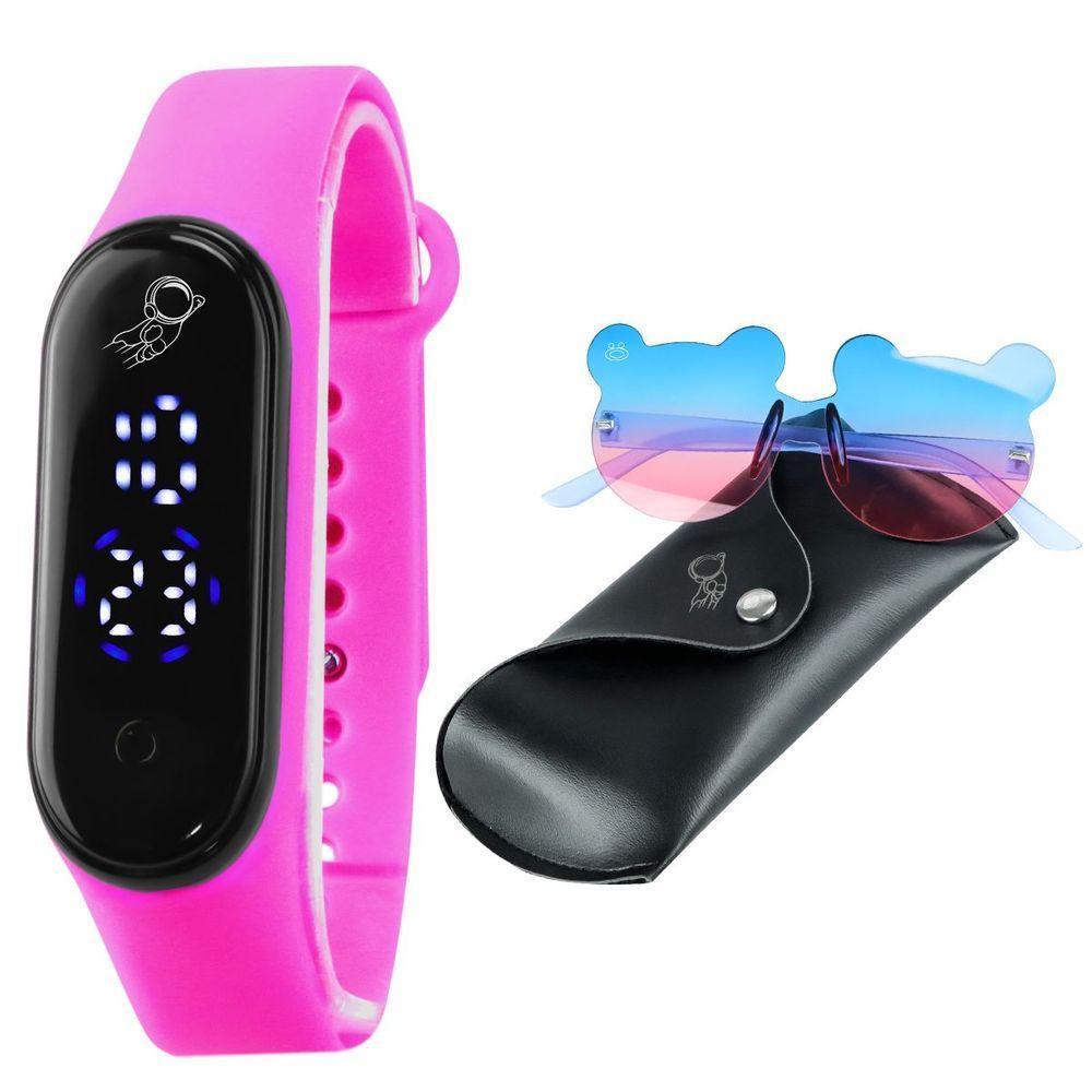 Relogio Digital Infantil Led Prova Dagua + Case + Oculos Sol Esportivo Presente Original Silicone - 1