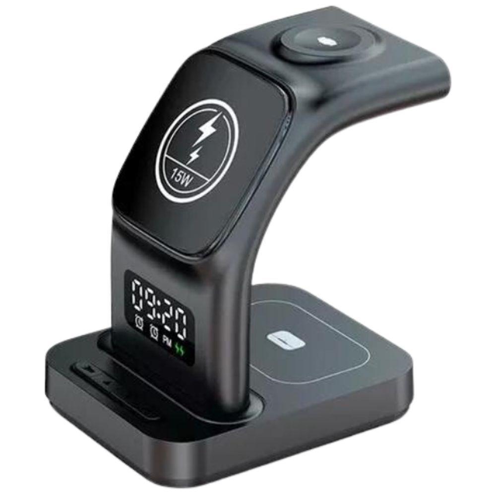 Base Carregador Sem Fio 5 Em 1 Indução Relógio - 1