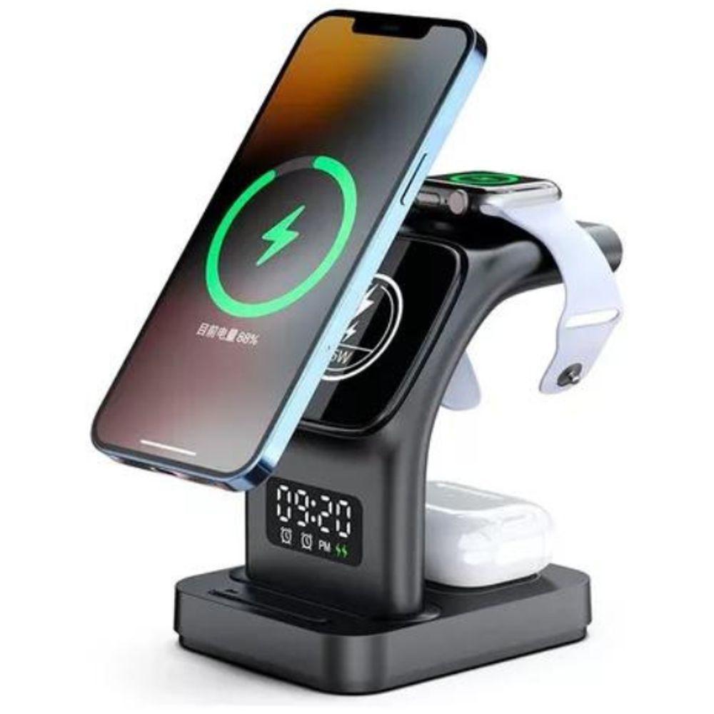 Base Carregador Sem Fio 5 Em 1 Indução Relógio - 7