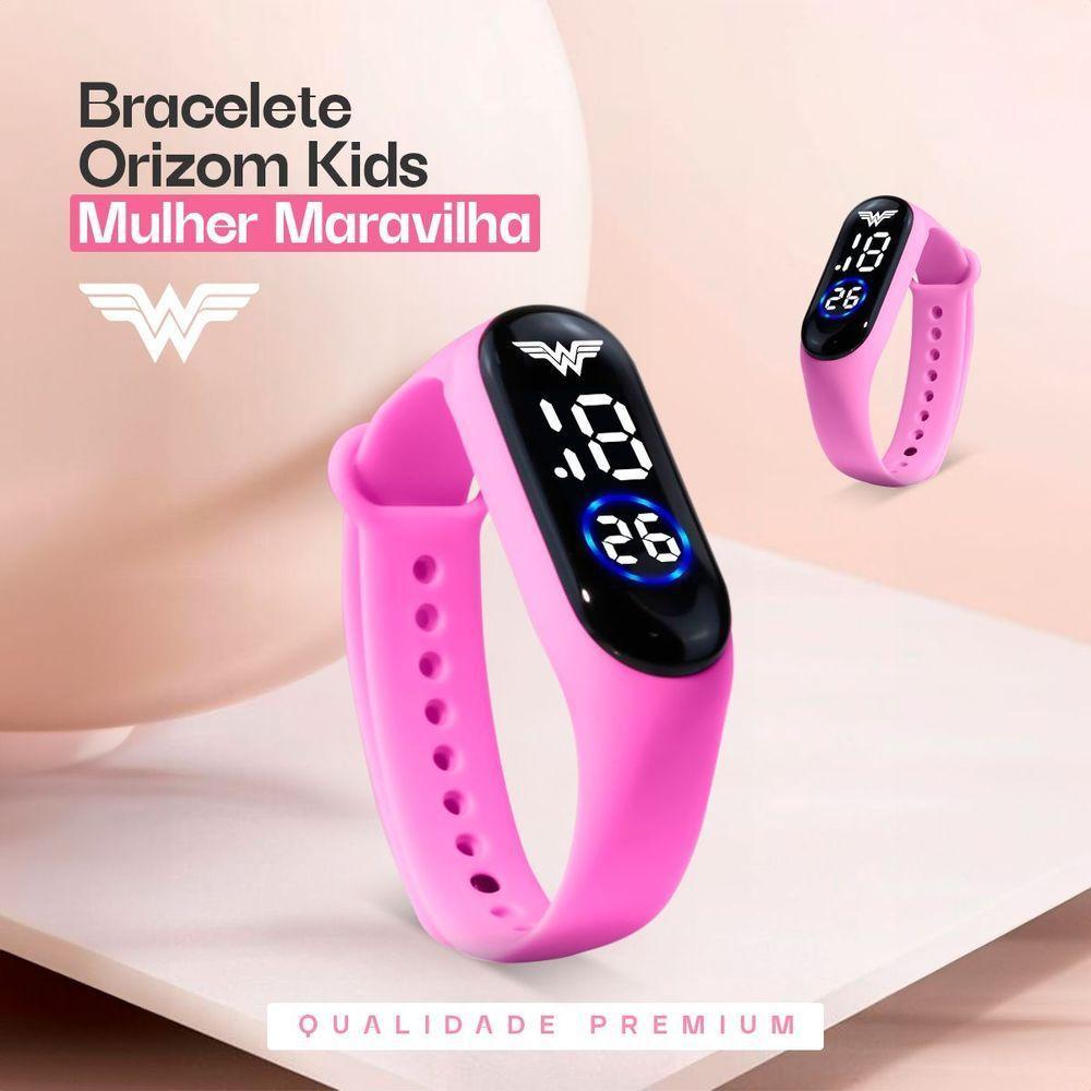 Relogio Heroi Prova Infantil Dagua Digital Mulher Maravilha Criança Presente Heroi Silicone Pink - 4