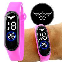 Relogio Heroi Prova Infantil Dagua Digital Mulher Maravilha Criança Presente Heroi Silicone Pink - 1