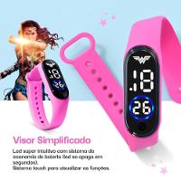 Relogio Heroi Prova Infantil Dagua Digital Mulher Maravilha Criança Presente Heroi Silicone Pink - 3